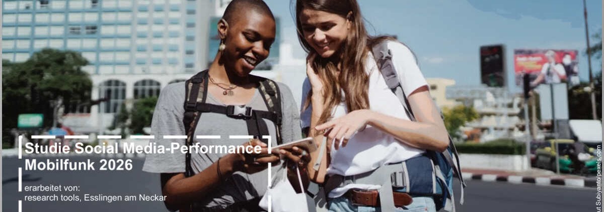 Titelbild der Studie Social Media-Performance Mobilfunk 2026 von research tools